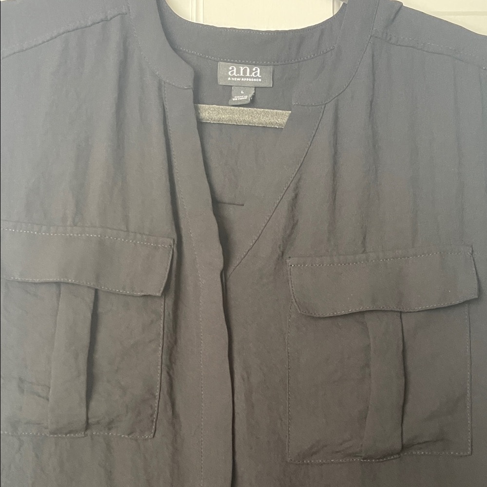 a.n.a Elegant Black Button Down Blouse